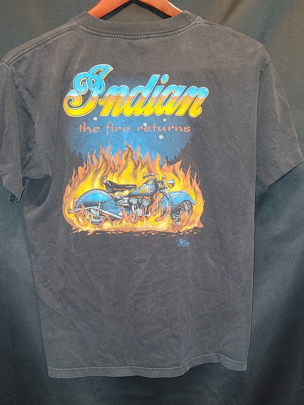 1991 Indian Motorcycle Graphic Black Short-Sleeve Men's Tee